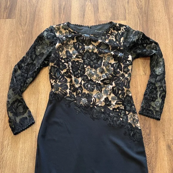 Tadashi Shoji Embroidered Lace Long Sleeve Gown - Picture 5 of 8